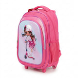 Kanari 3-Piece Trolley School Bag Set 16 Inch – Scooter Girl Print – Pink (Trolley Bag + Lunch Bag + Pencil Pouch)
