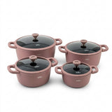 Julia Casserole Set 8Pcs – Dusty Rose - Durable Die-Cast Aluminum - Non-Stick