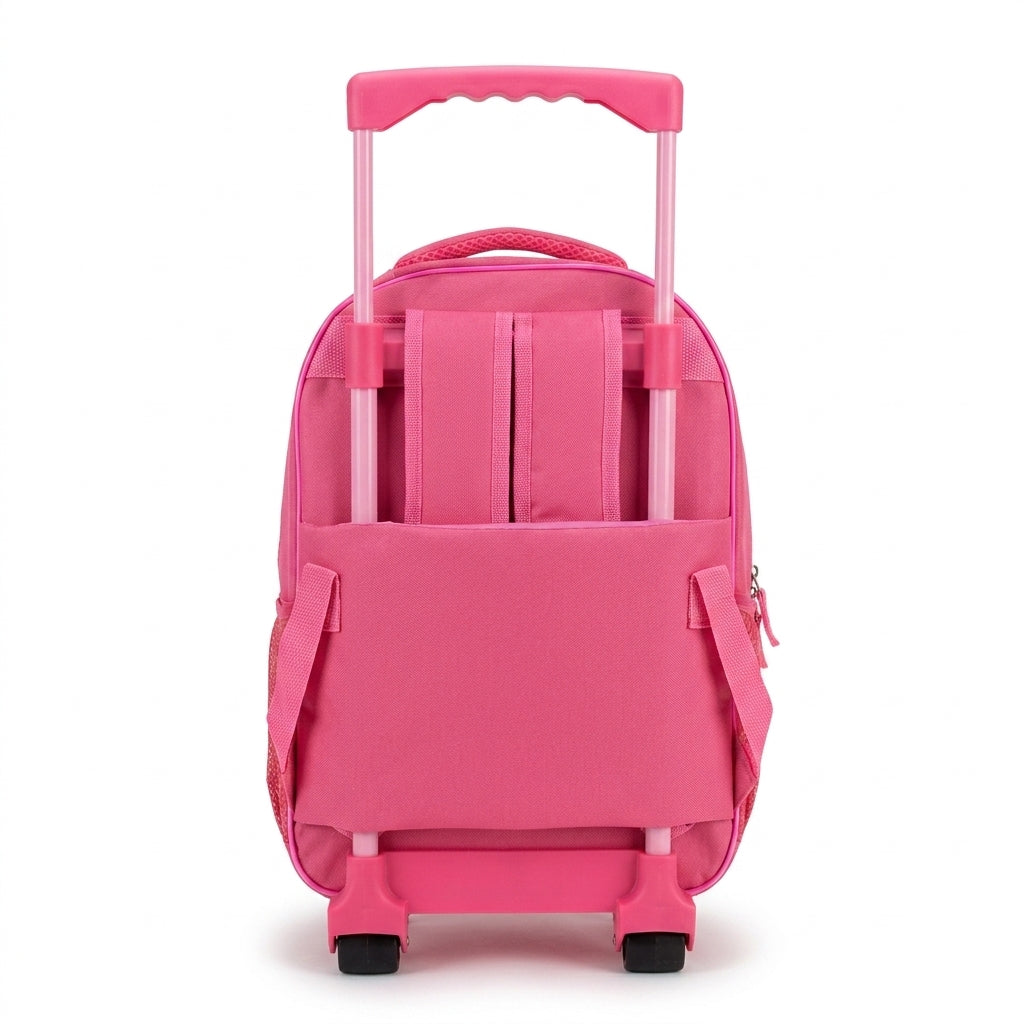 Kanari 3-Piece Trolley School Bag Set 16 Inch – Scooter Girl Print – Pink (Trolley Bag + Lunch Bag + Pencil Pouch)
