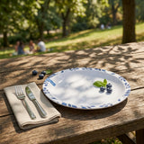 Henlee White & Blue Melamine Round Serving Tray - 12 Inch