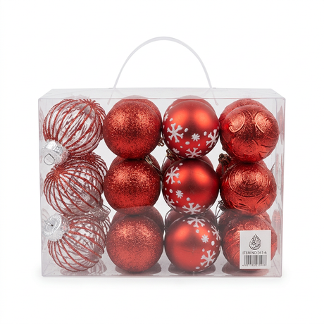 Plastic Christmas Décor Balls 24-Piece Set Red - 6cm