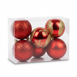 Plastic Christmas Décor Balls 6-Piece Set Red & Gold - 8cm