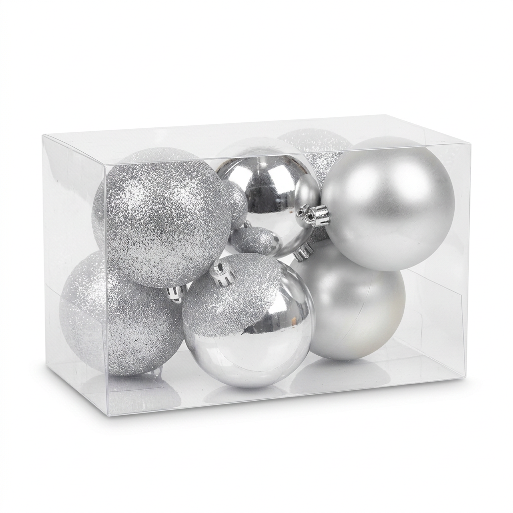 Plastic Christmas Décor Balls 6-Piece Set Silver - 8cm