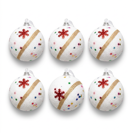 Plastic Christmas Décor Balls 6-Piece Set White - 4cm
