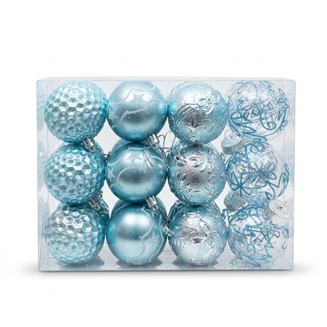 Plastic Christmas Décor Balls Set 24 Pieces - 6cm