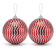  Plastic Christmas Hanging Ball 2 Piece Red & Silver - 10cm