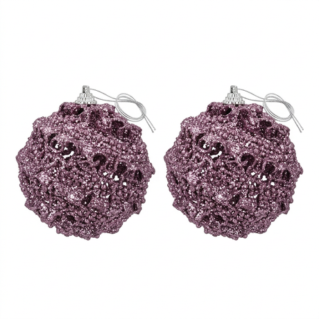 Plastic Christmas Hanging Baubles 2-Piece Set - 10cm 