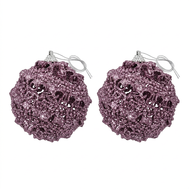 Plastic Christmas Hanging Baubles 2-Piece Set - 10cm 