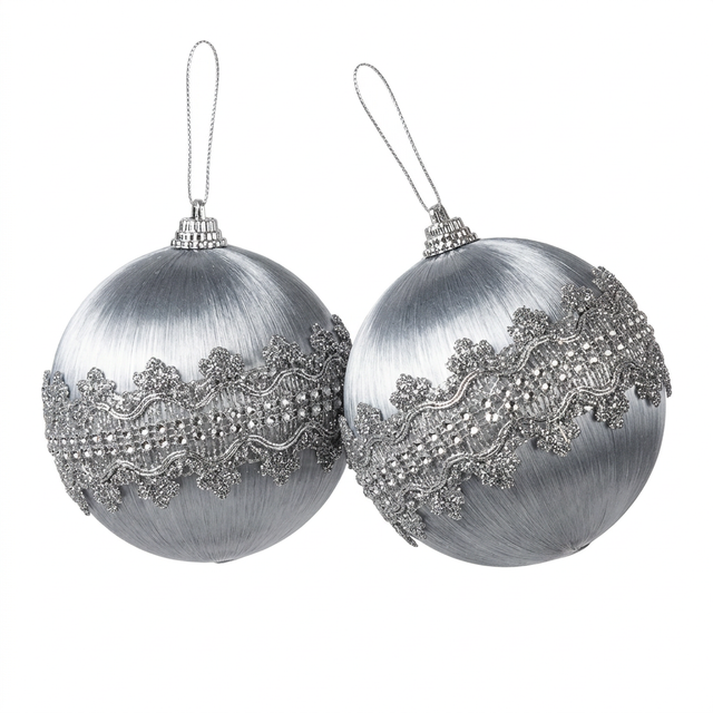 Plastic Christmas Hanging Baubles 2 Piece - 10cm