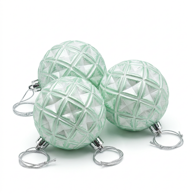 Plastic Christmas Hanging Balls 3-Piece Set Mint Green - 10cm