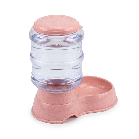 Plastic Pet Water Feeder 3.5 Litres – Peach Pink with Clear Reservoir

