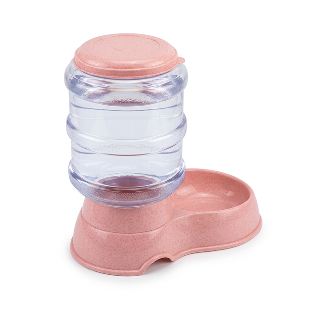 Plastic Pet Water Feeder 3.5 Litres – Peach Pink with Clear Reservoir

