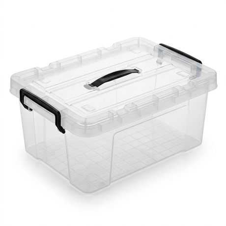 Plastic Storage Box with Lid & Black Carry Handle – 40×30cm