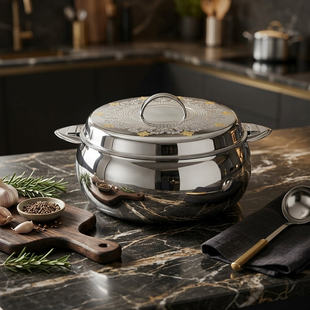 Pradeep Sara Stainless Steel Hotpot 2 Litres – Gold Design