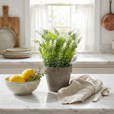 Zeem Green & White Artificial Flower Pot with Chalk Pot - 20cm