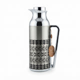 Mahra Stainless Steel Vacuum Flask Set – 1L + 1L – Silver Geometric Edition