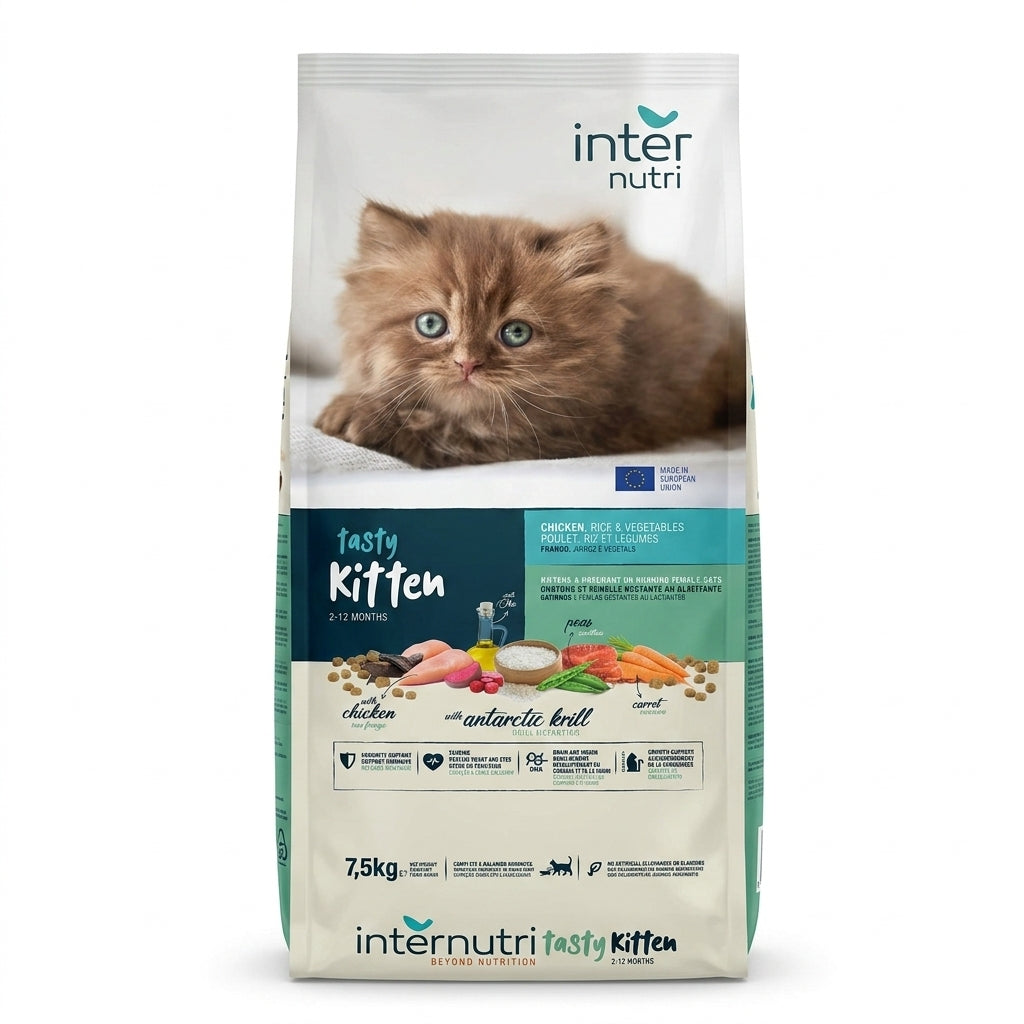 Inter Nutri Tasty Kitten Dry Cat Food with Chicken, Rice & Vegetables – 7.5 kg