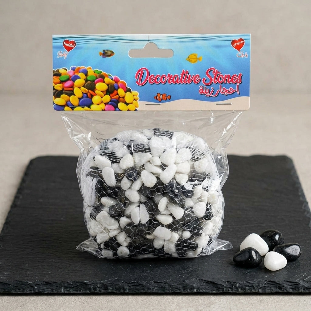 Habibi Decorative Stones Black and White – 100 Gram Pack, Approx. 1 cm Each