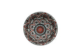 AKDC-Ceramic Soup Bowl Black and Red Floral 07596