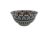 AKDC-Ceramic Soup Bowl Black and Red Floral 07596