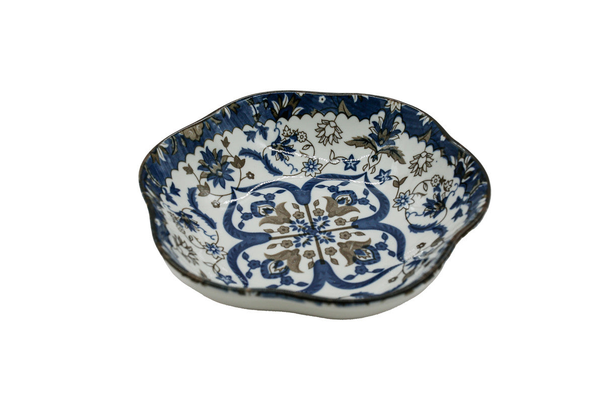 AKDC-Ceramic Salad Bowl 17Cm Wave Edge Floral