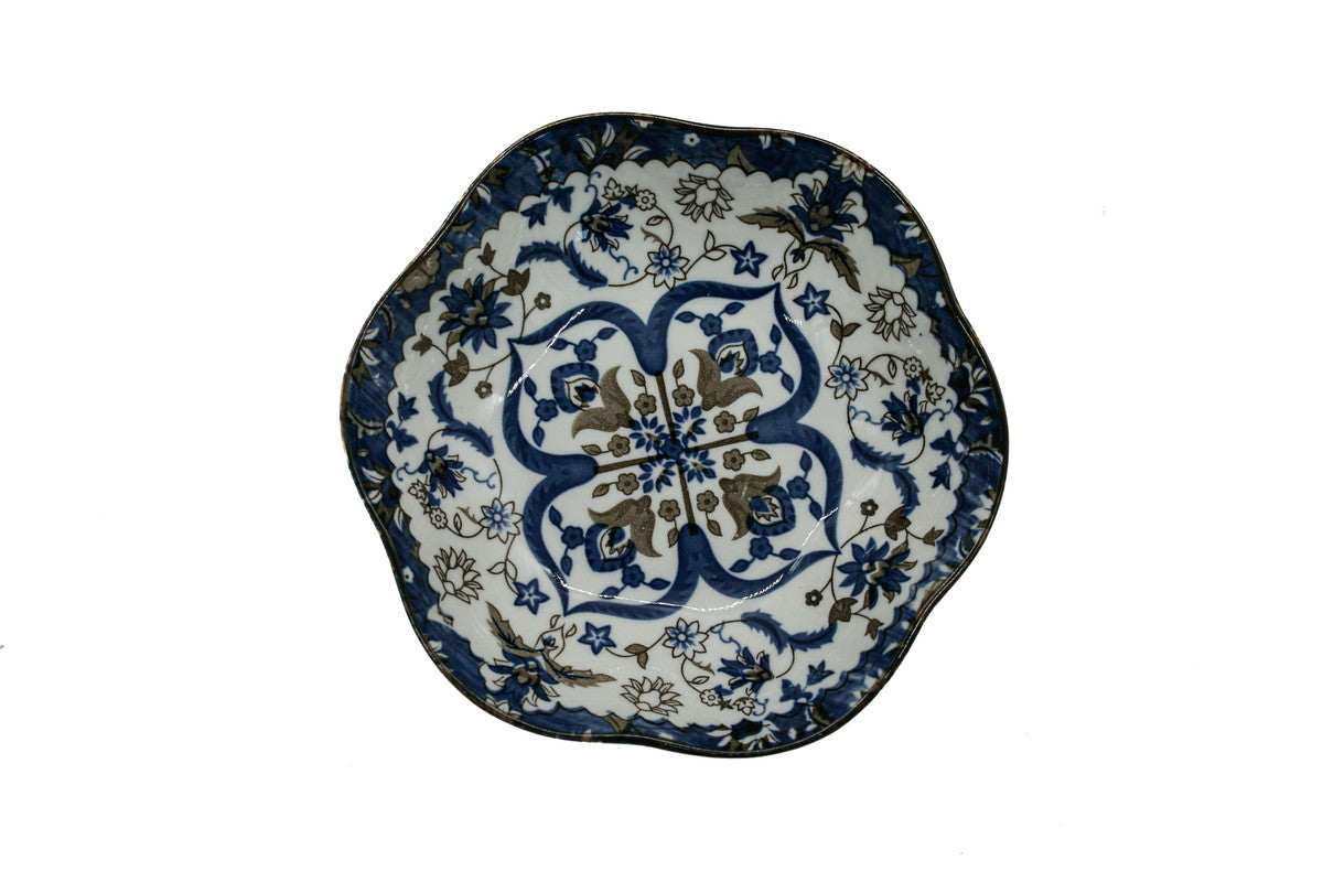AKDC-Ceramic Salad Bowl 17Cm Wave Edge Floral