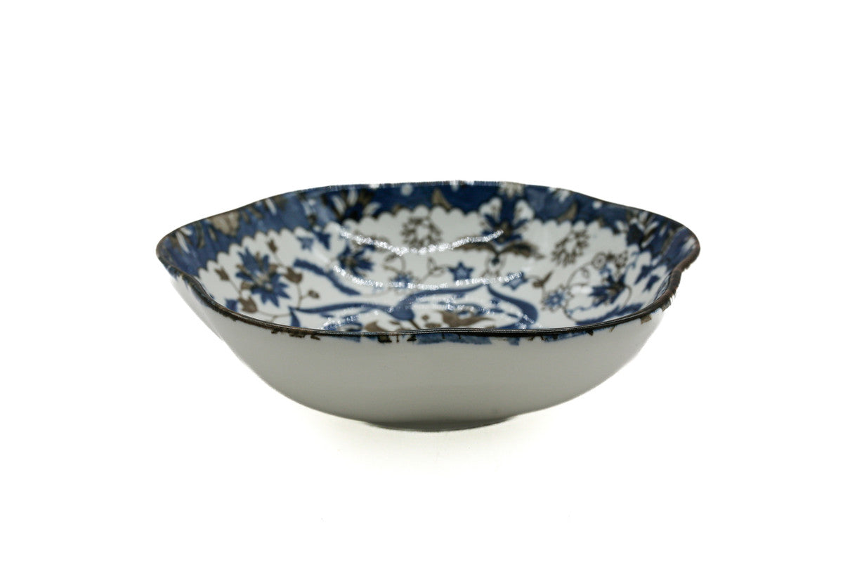 AKDC-Ceramic Salad Bowl 17Cm Wave Edge Floral