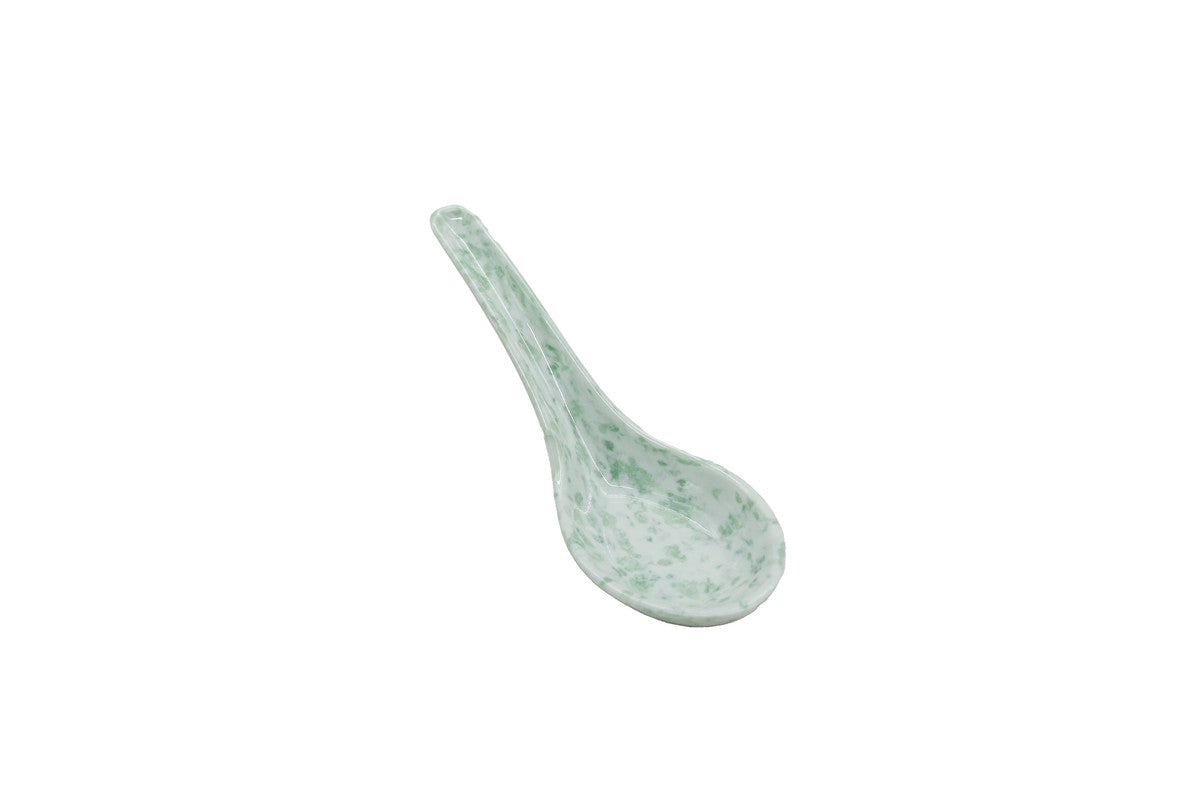AKDC-Melamine Soup Spoon White and Green Spots Msm860