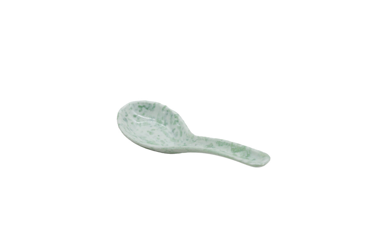 AKDC-Melamine Soup Spoon White and Green Spots Msm860