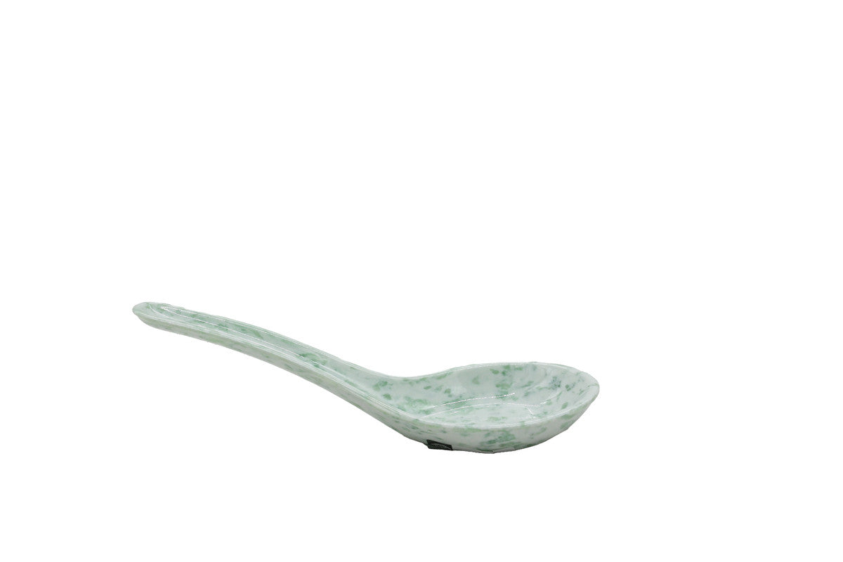 AKDC-Melamine Soup Spoon White and Green Spots Msm860