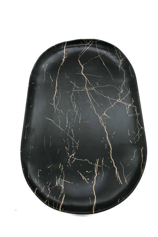 AKDC-Rk Melamine Oval Platter Rkm029 Black and Golden Strips