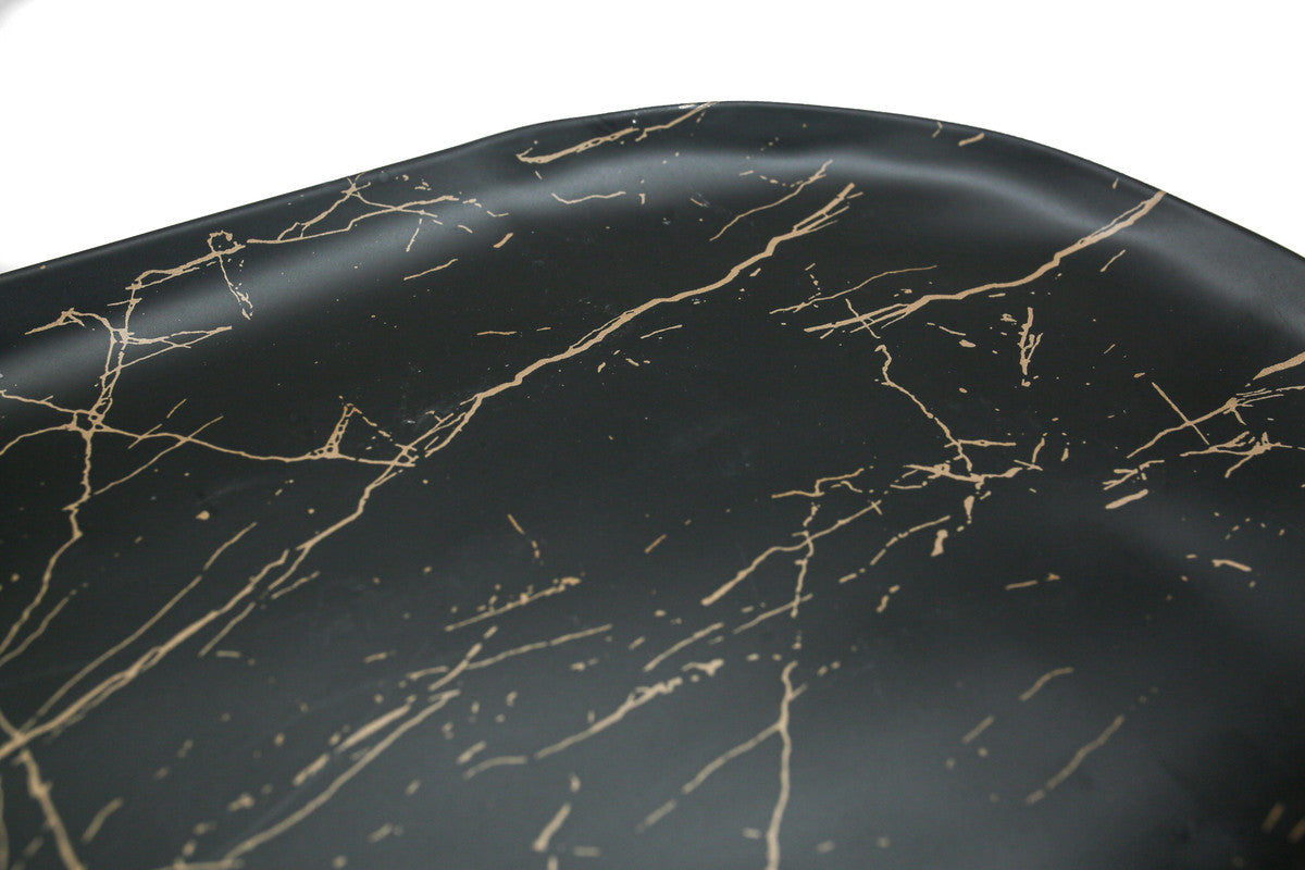AKDC-Rk Melamine Oval Platter Rkm029 Black and Golden Strips