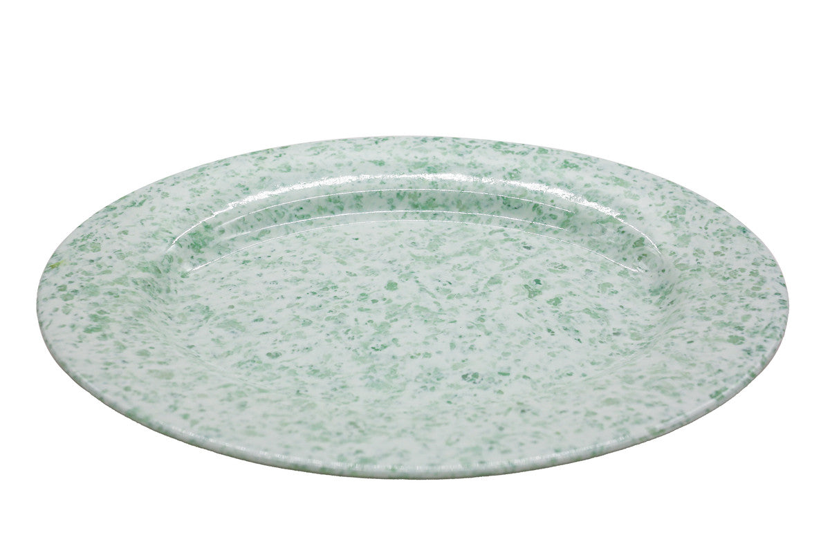 AKDC-Melamine Oval Tray 12 White and Green Msm501