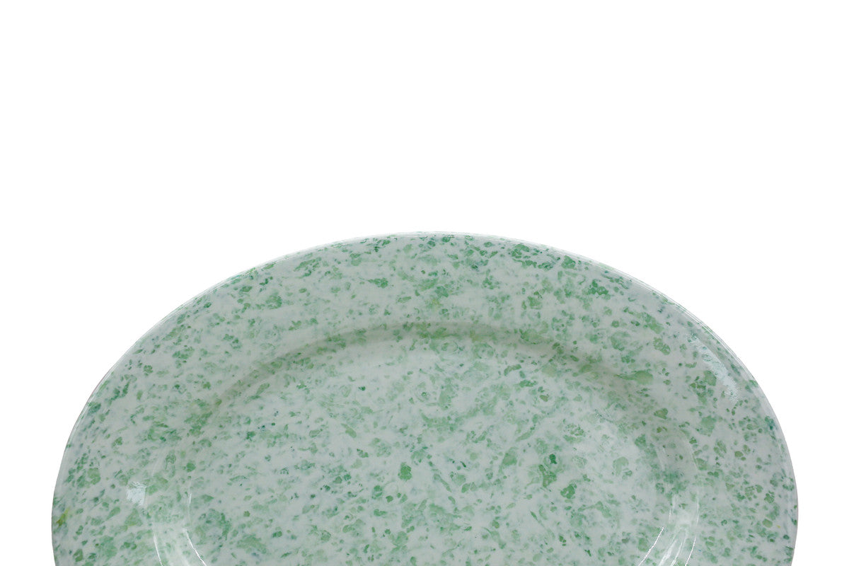 AKDC-Melamine Oval Tray 12 White and Green Msm501