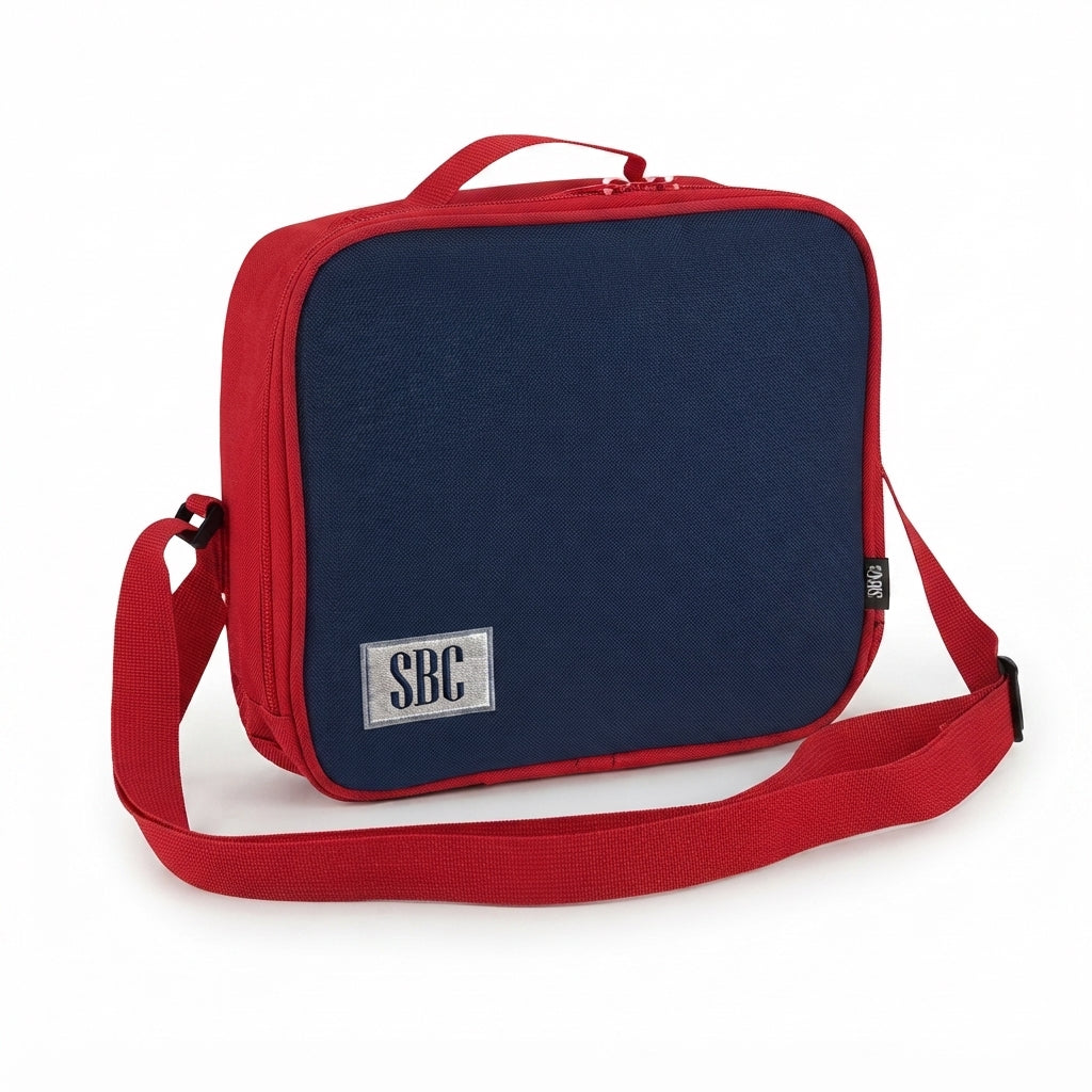 SBC Luxury 4-in-1 School Backpack Set 17" – Navy Blue & Red (Backpack + Lunch Bag + Water Bottle + Pencil Case)