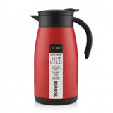 Borosil Insulated Stainless Steel Vacuum Flask Carafe, 1000 ml,  Matt Red with Black