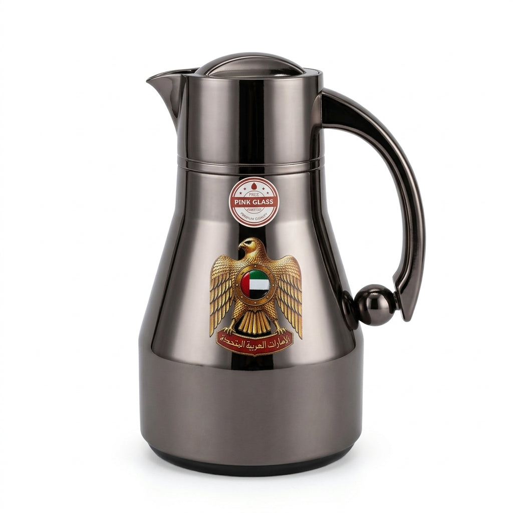 Redhome Vacuum Flask 0.6 Litre – Dark Nickel with UAE Emblem
