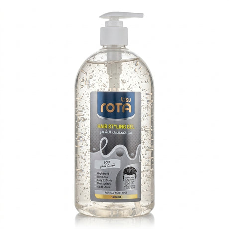 Rota Soft Hold Hair Styling Gel with Pump – 1000 ml