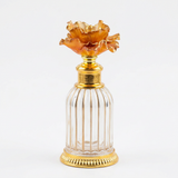 Royal Victoria Glass & Metal Perfume Bottle with Gold Flower Stopper - 150ml