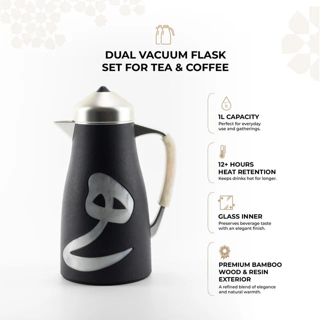 Otantik Sidrah - Vacuum Flask / Thermos (Set of 2) - Midnight Silver