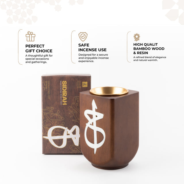 Otantik Sidrah - Incense Burner - Walnut Gold - 14*8.5 cm