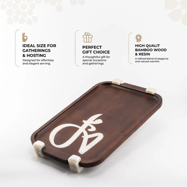 Otantik Sidrah - Stainless Steel Serving Tray - Walnut Gold 54*34 cm