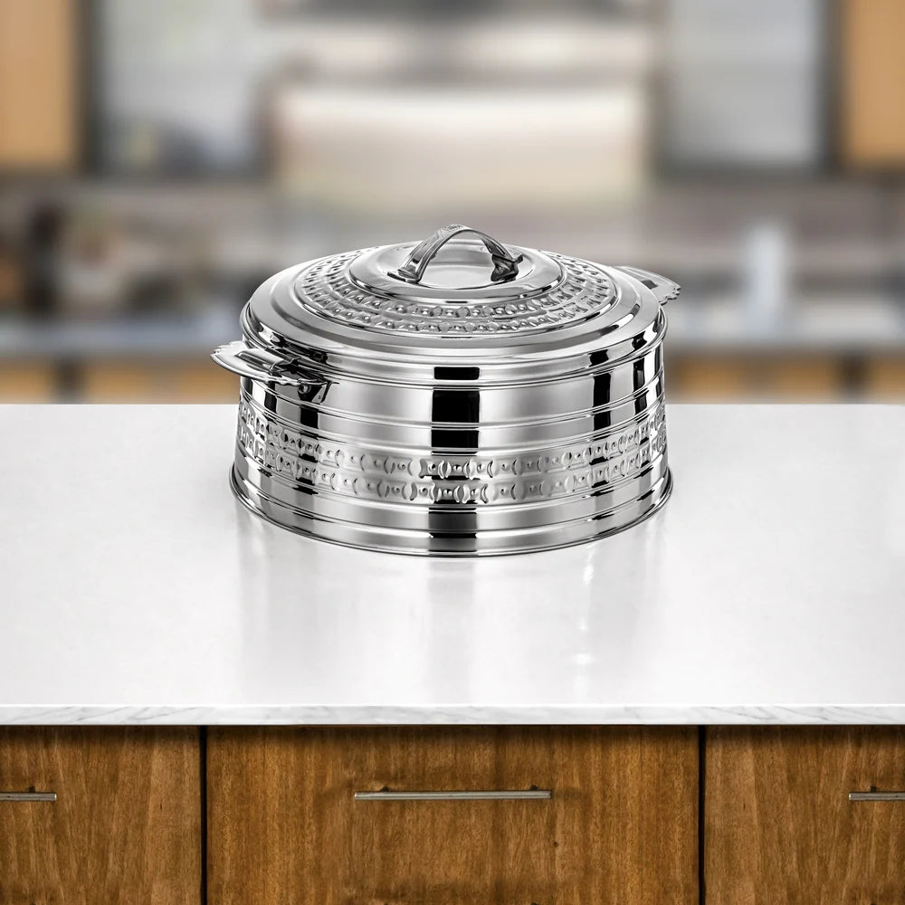 Almarjan Rodha Hot Pot Set 4 Pieces Silver, 3, 4, 6 & 9 Ltr