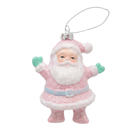 Santa Claus Plastic Christmas Hanging Decoration Pink – 10cm