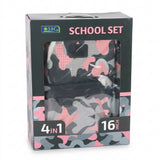 SBC Luxury 4-in-1 School Set 16" – Pink Camo (Backpack, Lunch Bag, Pencil Case & Water Bottle)