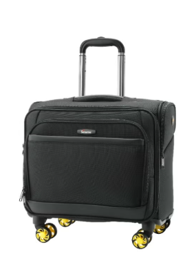 Senator KH101 17-Inch Premium Water-Resistant Pilot Bag with 4 Double Spinner Wheels & Safe Zippers – Black