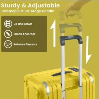 Eminent Vertica B0006 26-Inch Polypropylene Hard Case Lightweight Luggage with Double Spinner Wheels & TSA Lock – Yellow