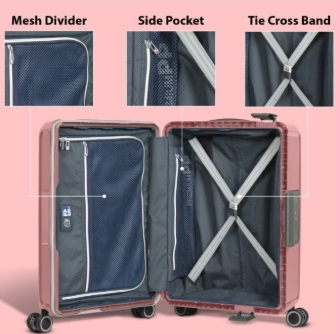 Eminent Vertica B0006 28-Inch Polypropylene Hard Case Lightweight Luggage with Double Spinner Wheels & TSA Lock – Pink