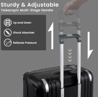 Eminent Vertica B0006 26-Inch Polypropylene Hard Case Lightweight Luggage with Double Spinner Wheels & TSA Lock – Black