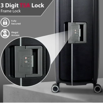 Eminent Vertica B0006 26-Inch Polypropylene Hard Case Lightweight Luggage with Double Spinner Wheels & TSA Lock – Black